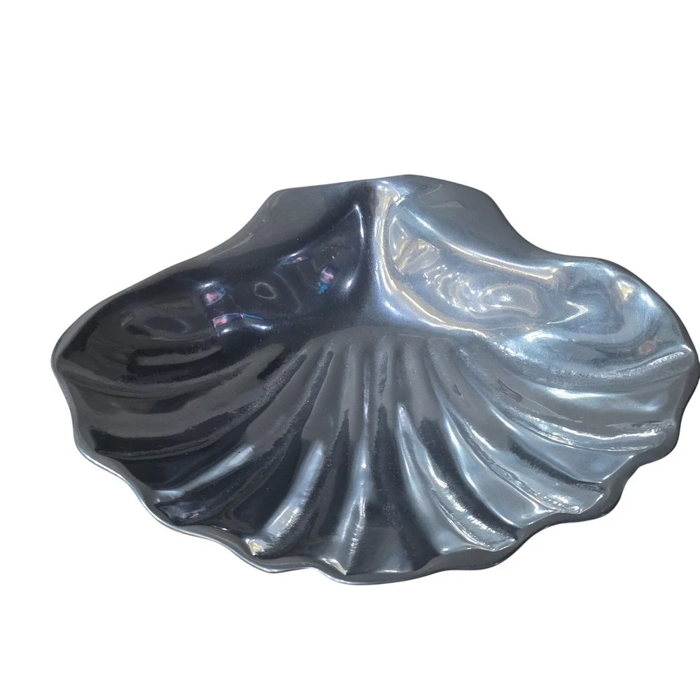 Wilton Armetale Scallop Shell‎ Bowl Silver Metal Footed Serving Dish 8 Inch USA